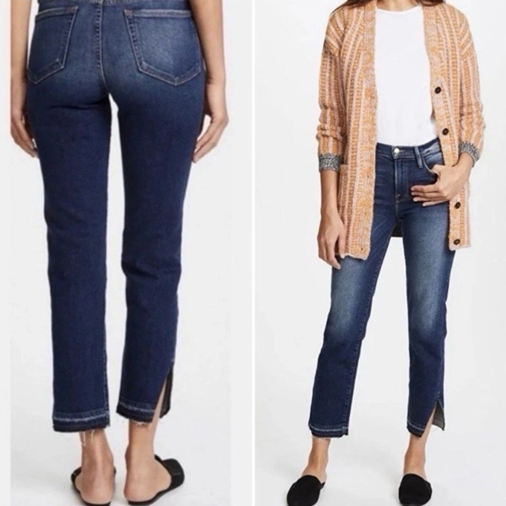 FRAME Denim Le Nouveau Straight Leg Size 30 Cropped Jeans Granby Dark Wash Blue